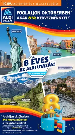 Aldi - Utazás katalógus megtekintése, amely érvényes 2025.10.09.-től