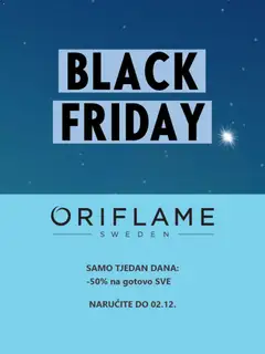 Pregled letka Black Friday trgovine Oriflame vrijedi od 27.11.2025