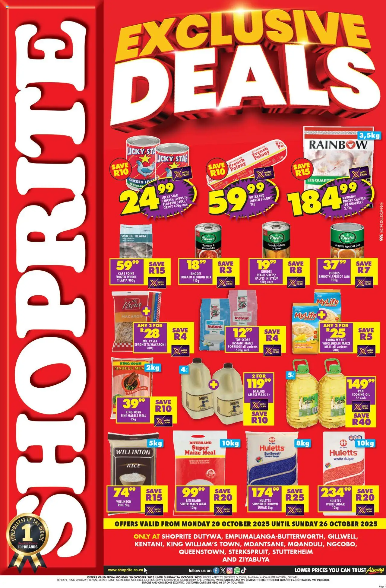 Shoprite Eastern Cape - Price Exclusive 20/10 - 26/10/2025 >> Catalogue