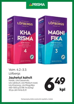 Kaupan Prisma Tarjoukset Löfbergs kahvit esikatselu, voimassa 04/02/2026