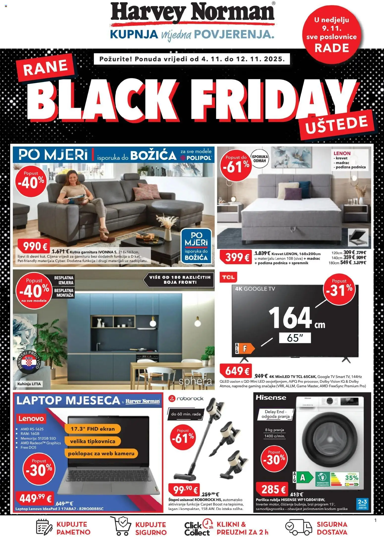 Pregled letka Black Friday trgovine Harvey Norman vrijedi od 04.11.2025