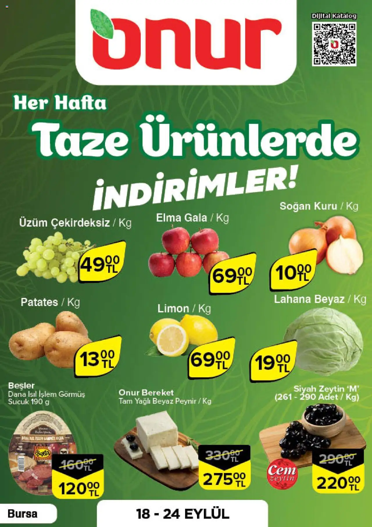 ONUR MARKET Katalog Taze Ürünlerde İndirimler - Bursa (18 Eylül 2025) - Indirim, Broşür - Sayfa numarası 1