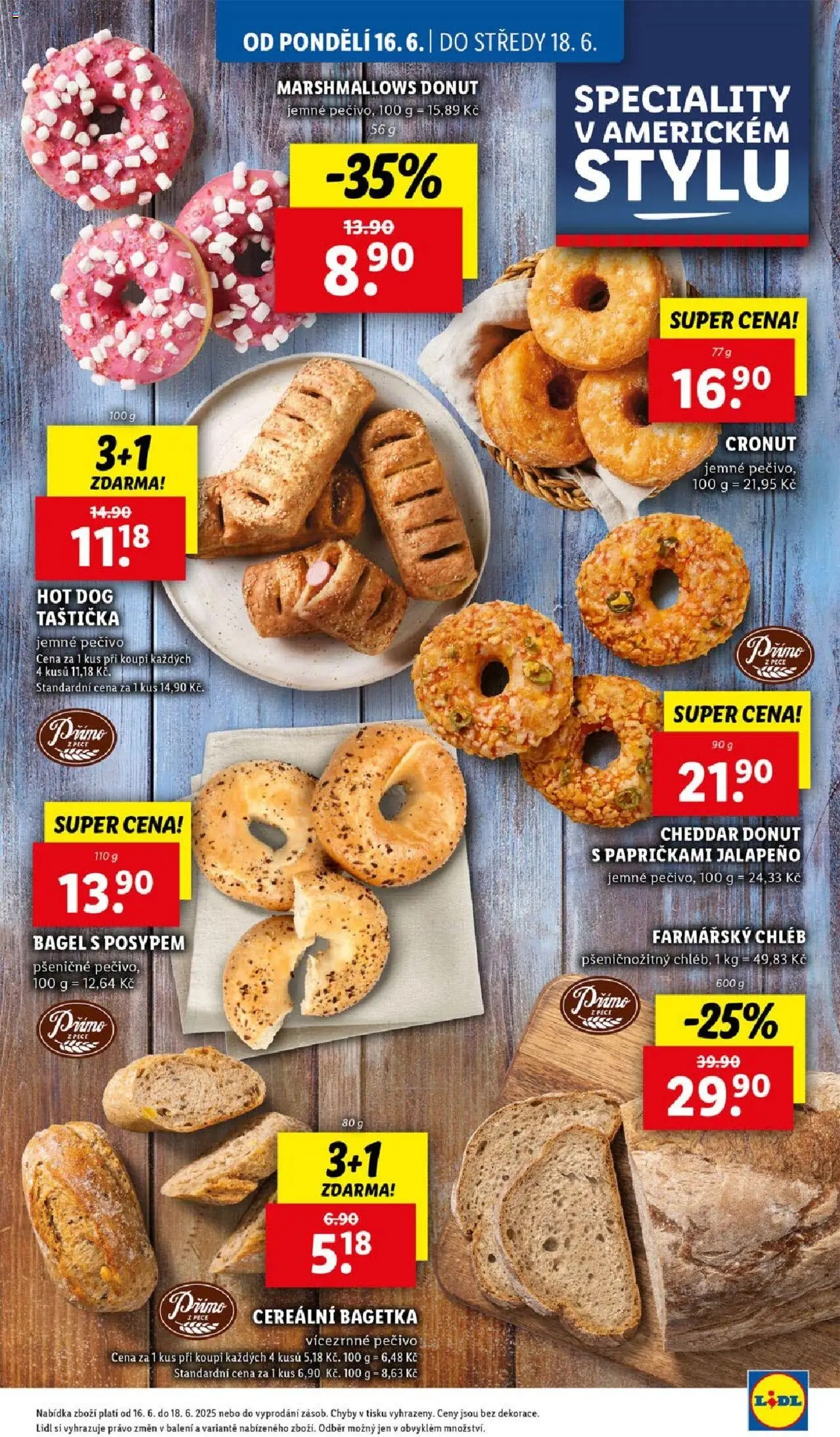  LIDL leták příští týden od 16.06.2025 >> Lidl Akce - strana 11 - Pečivo, Bagel, Chléb, Marshmallows, Donut, Cheddar, Cronut, Speciality