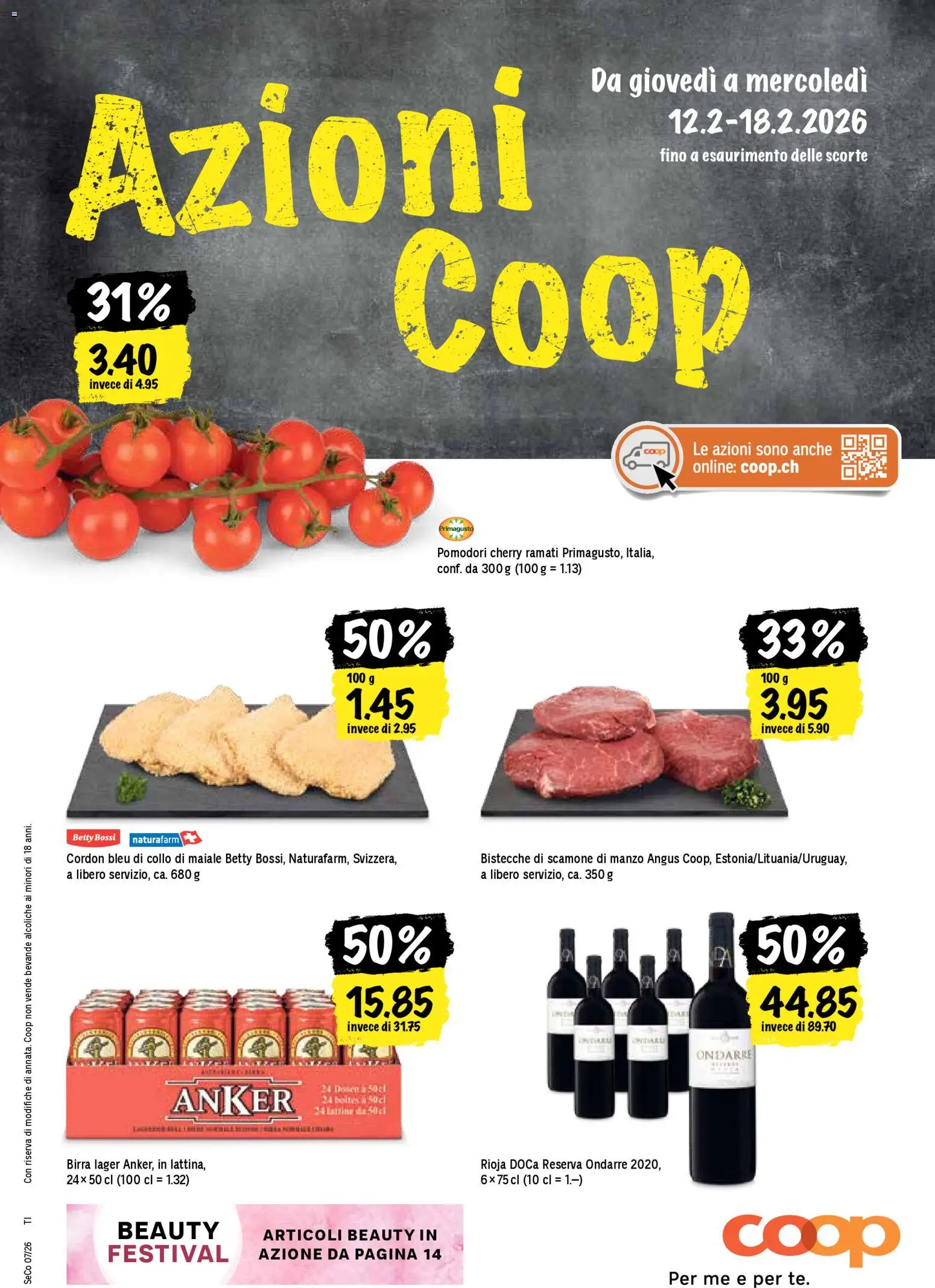 Vorschau des Merkblatts Una settimana di azioni vom Shop Coop gültig von 12.02.2026 bis 18.02.2026