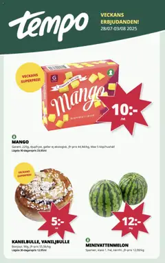 Förhandsgranska reklamblad Aktuella reklamblad Tempo från butik Tempo gäller från 28/07/2025