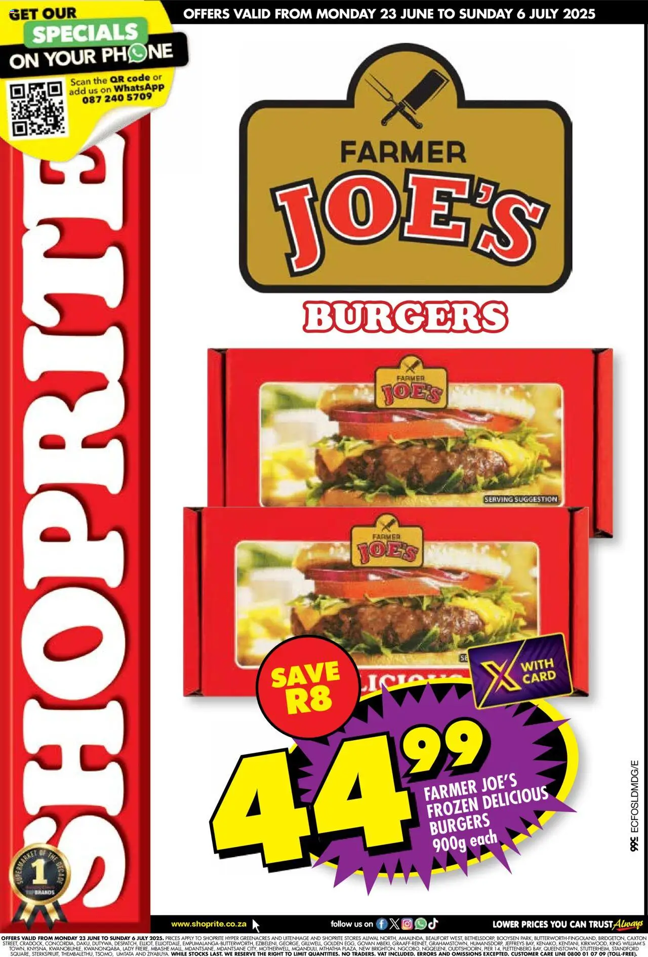 Shoprite Eastern Cape - Farmer Joe's Savings 23/06 - 06/07/2025 >> Catalogue