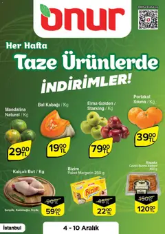 Onur Market Taze Ürünlerde İndirimler 04.12.2025 - Broşürünün önizlemesi