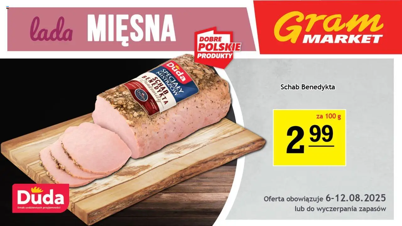 Gram Market Lada Mięsna od 06.08.2025 - Nowa Gazetka - Numer strony 1 - Schab, Specjały