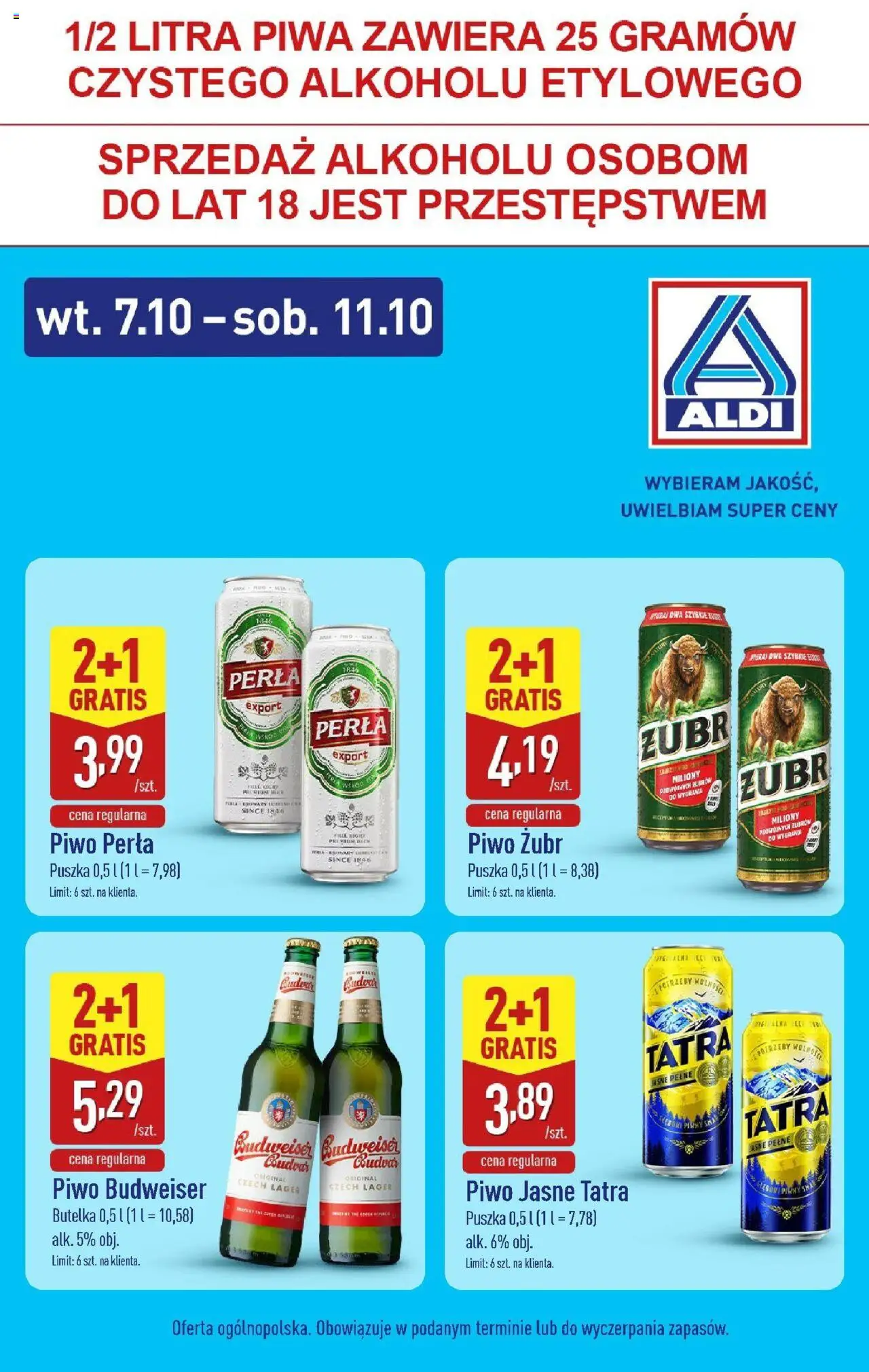 Aldi Piwo od 07.10.2025 - Nowa Gazetka - Numer strony 1