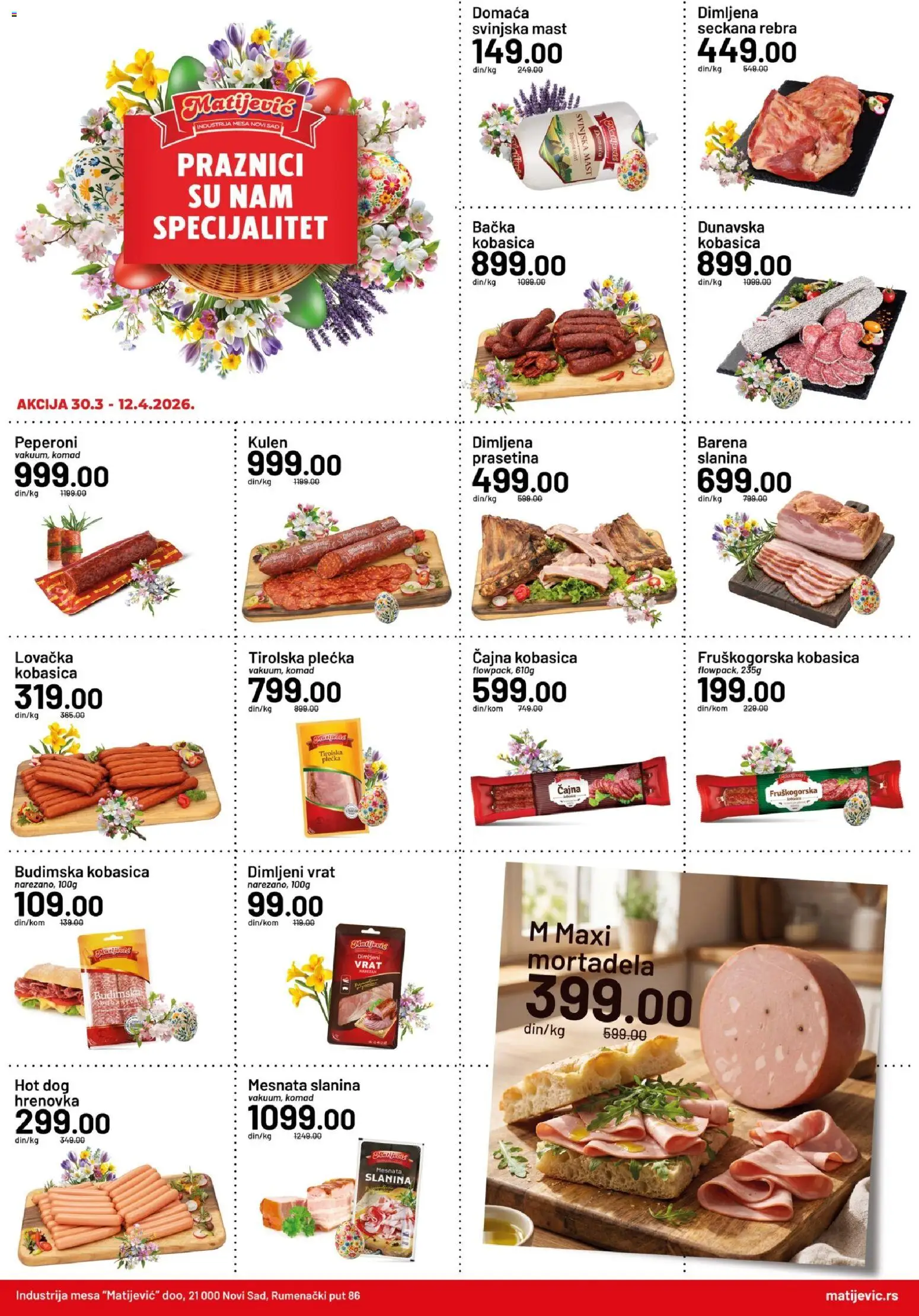 Pregled Matijevic kataloga - važi od 30.03.2026