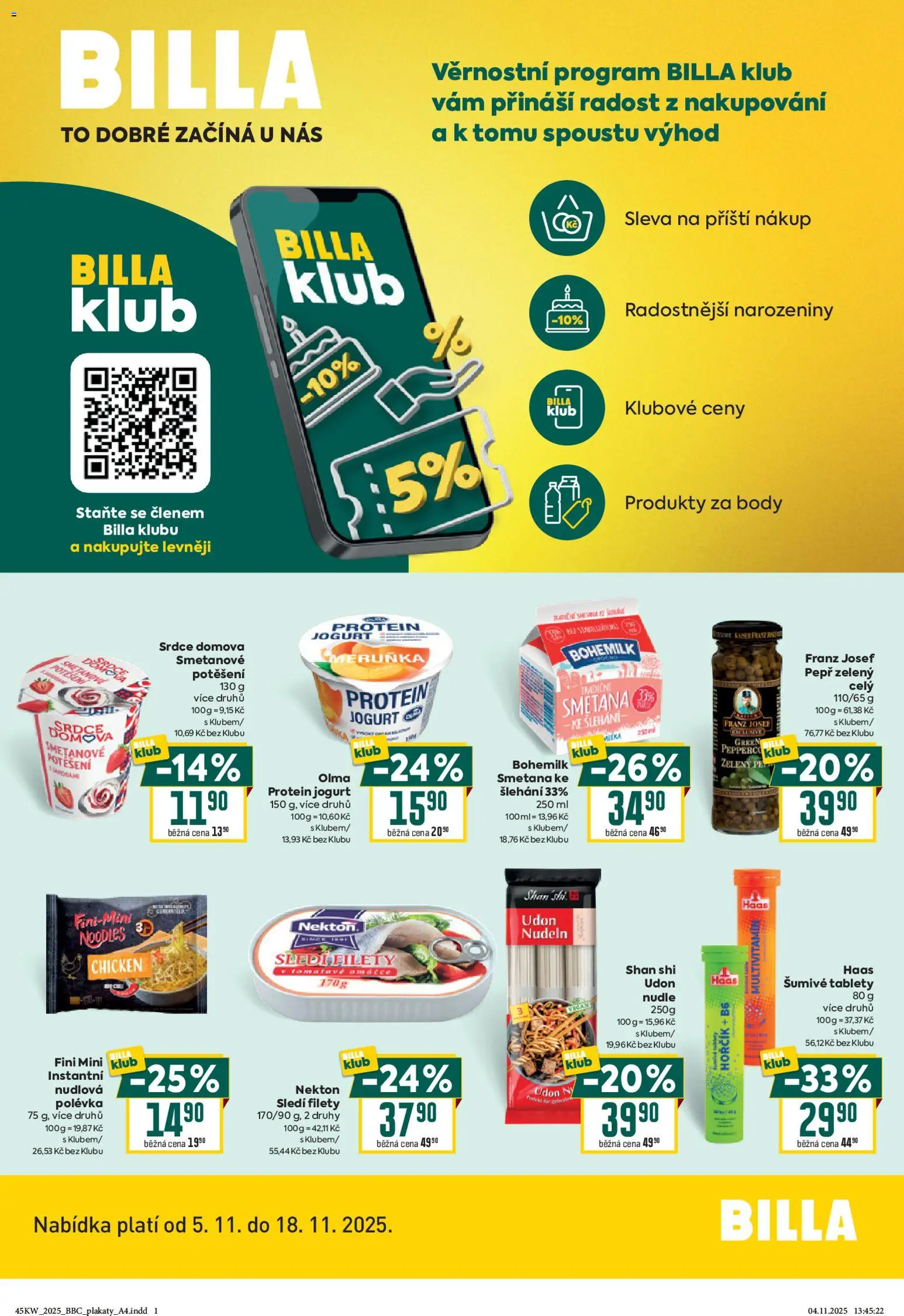 Náhled nabídky: Billa Leták - Billa bonus club platný od 05.11.2025