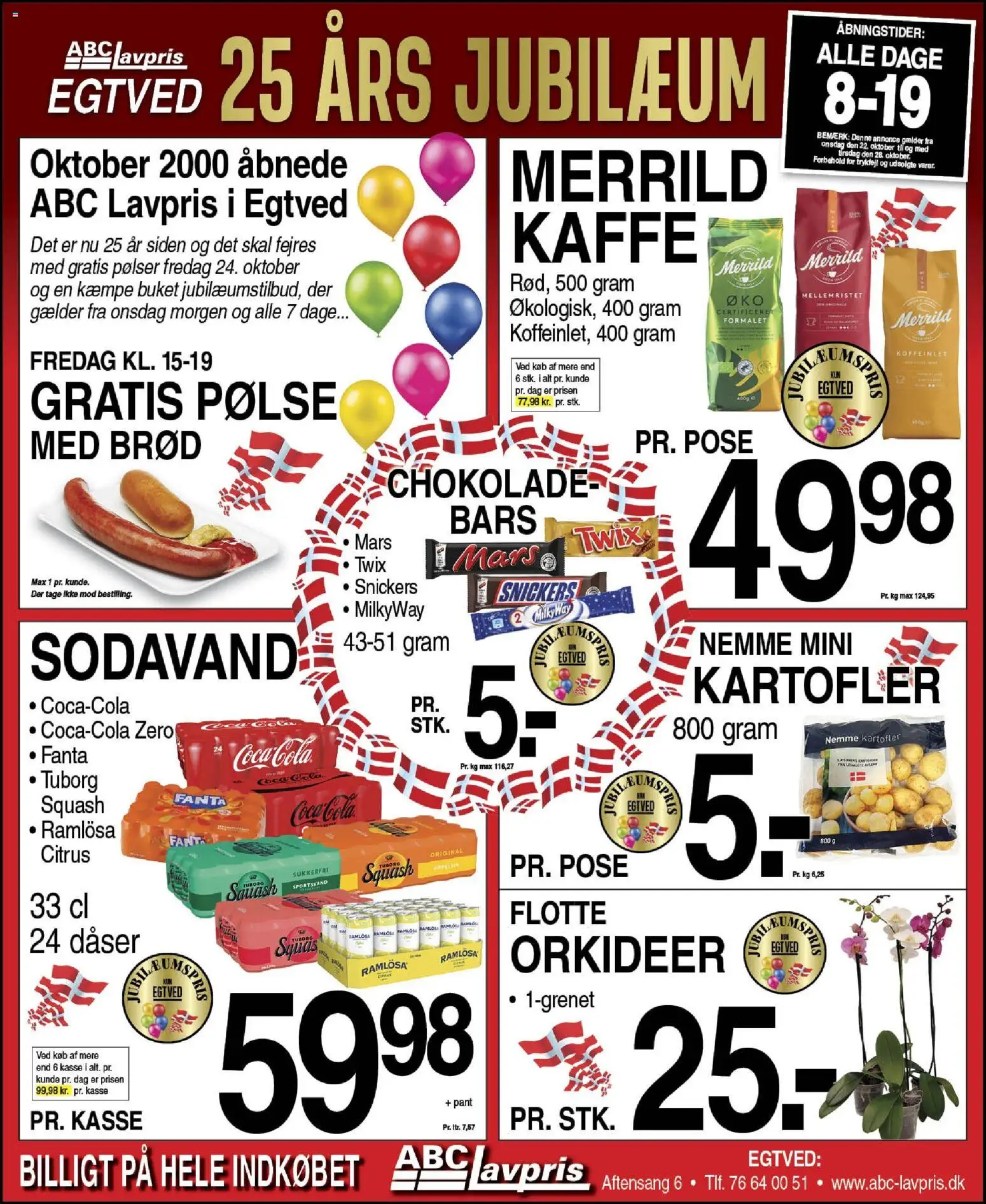 Abc Lavpris tilbudsavis gyldig fra 22/10/2025 - side 1 - Kaffe, Brød, Chokolade, Squash, Sodavand, Kartofler, Fanta, Pølser