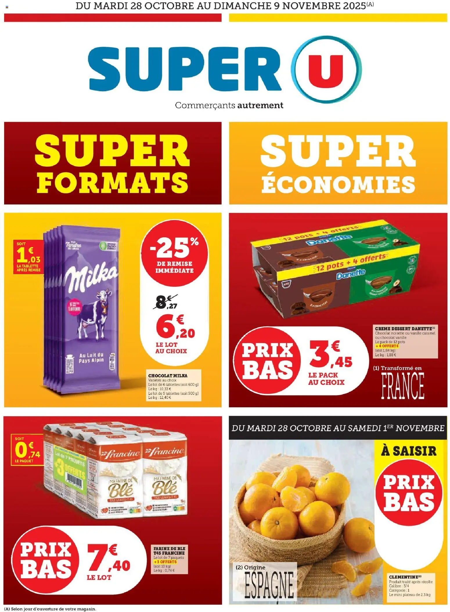 Super formats Super économies de la boutique Super U valable du 28/10/2025 - Page numéro 1