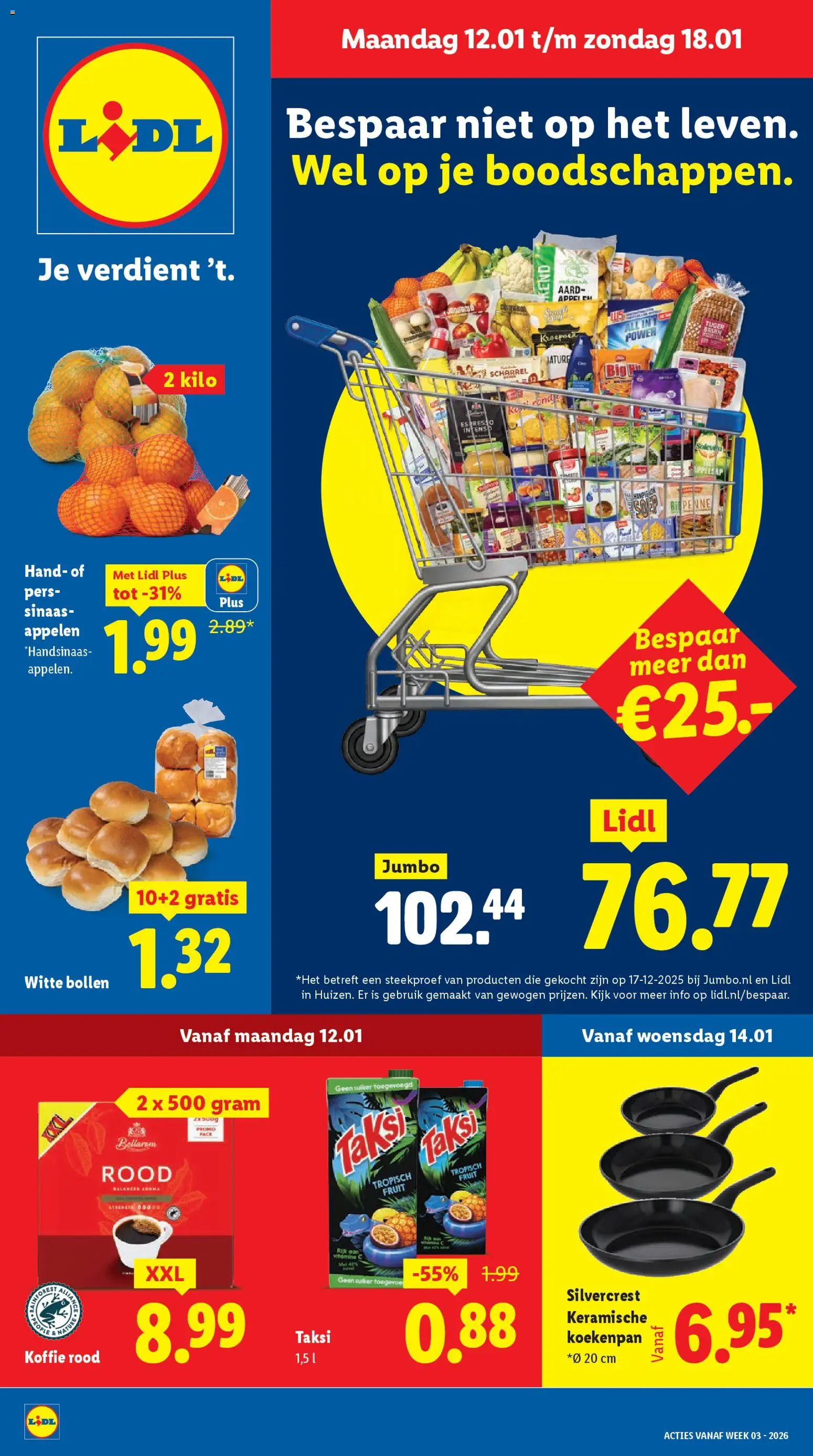 Voorbeeld van Folder week 3 van winkel Lidl geldig vanaf 12-01-2026 - Koffie, Fruit, Vitamine C, Pan, Suiker, Tropisch fruit, Appelen
