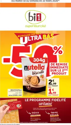 Prévisualisation de bi1 catalogue supermarché ultra bas -50% du magasin bi1 formulaire valide 10/03/2026