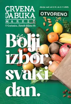 Pregled letka Katalog Akcija Crvena jabuka Gračanica trgovine Crvena jabuka vrijedi od 2025.10.02