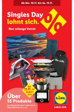Vorschau des Merkblatts Aktionen Singles Day lohnt sich vom Shop Lidl gültig von 10.11.2025 bis 15.11.2025