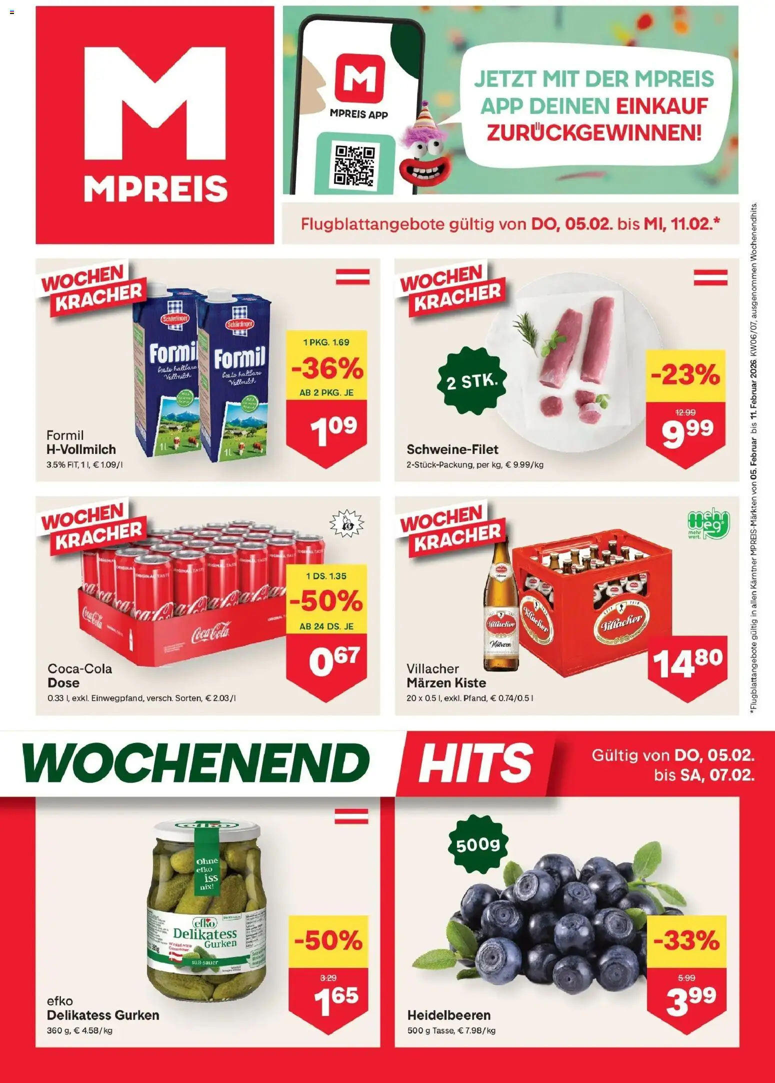 Vorschau der Angebote: MPREIS Velden gültig ab 05.02.2026 - Gurken, Vollmilch