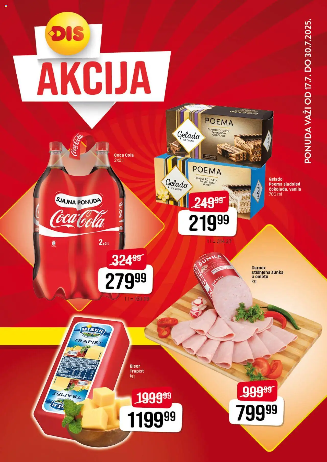 DIS katalog važi od 17.07.2025 - stranica 1 - Coca Cola, Sladoled, Šunka, Torta
