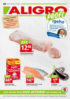 Vorschau des Merkblatts Aktionen Schlieren, Gossau SG, Frauenfeld, Rapperswil-Jona, Sargans, Bern, Brüttisellen, Pratteln, Emmen, Spreitenbach vom Shop Aligro gültig von 27.10.2025 bis 01.11.2025