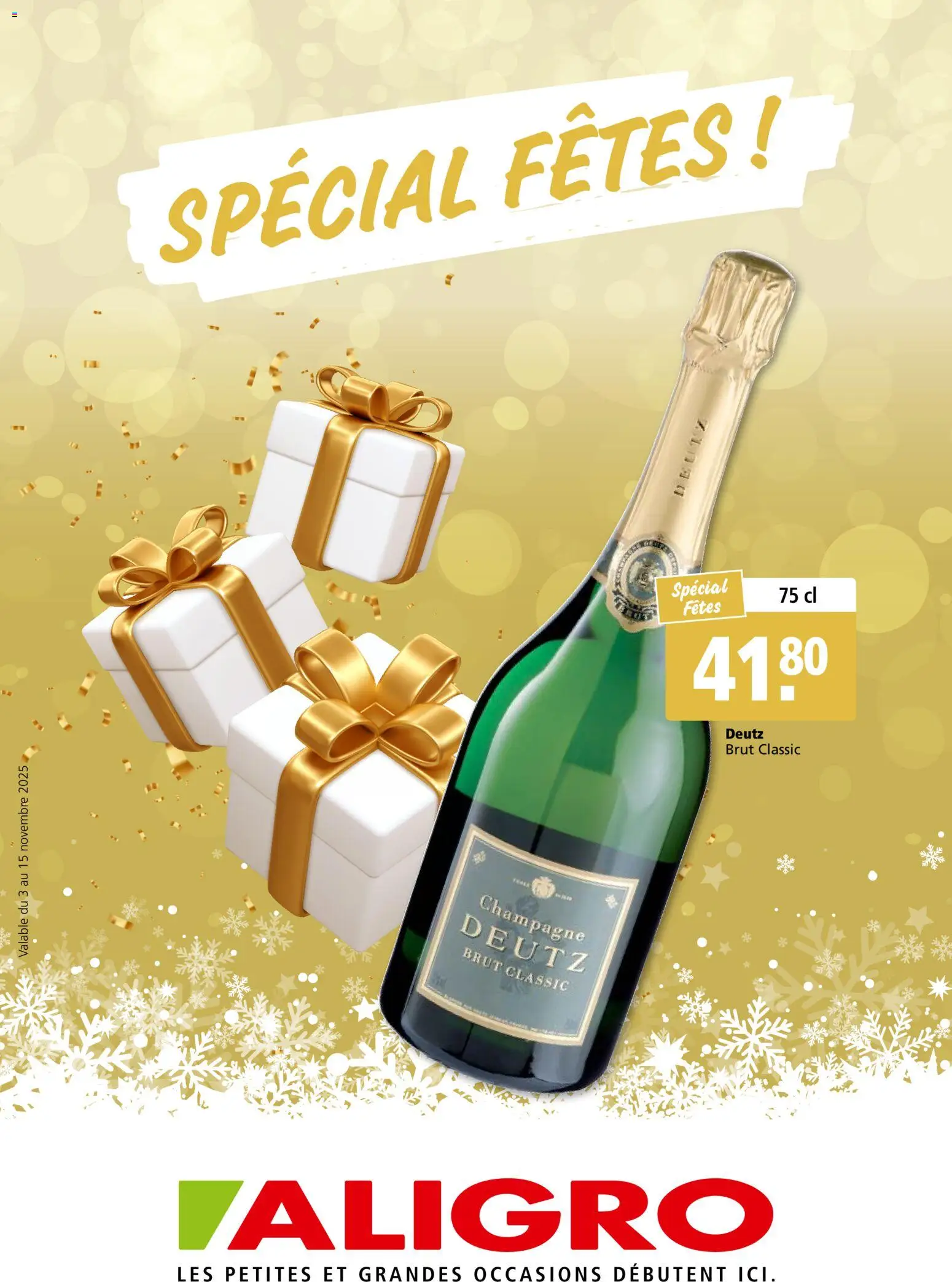 Vorschau des Merkblatts Aktionen Fêtes Chavannes, Matran, Genève, Sion vom Shop Aligro gültig von 03.11.2025 bis 15.11.2025