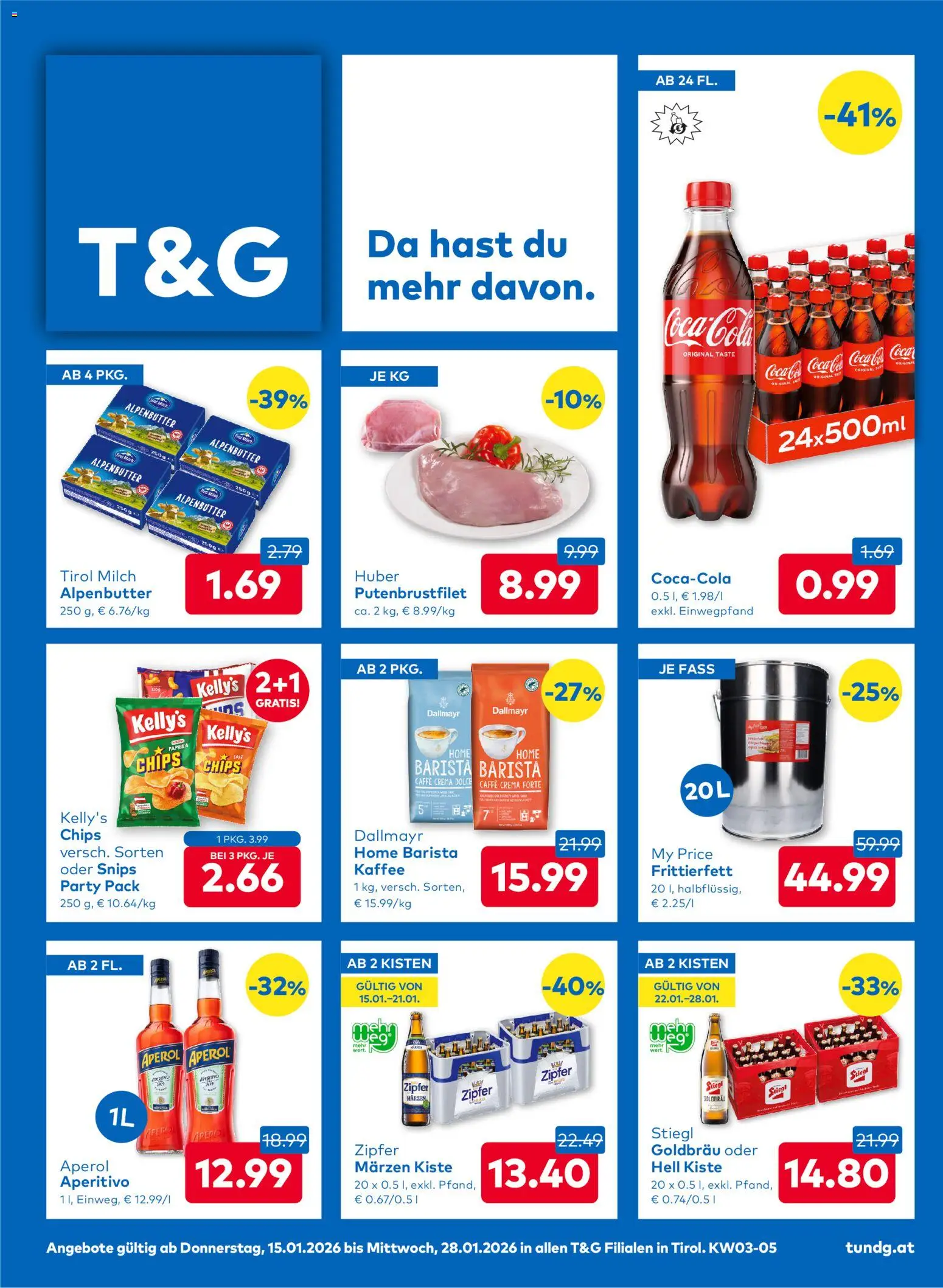 Vorschau der Angebote: T&G Flugblatt gültig ab 15.01.2026 - Kaffee, Aperol, Chips, Milch