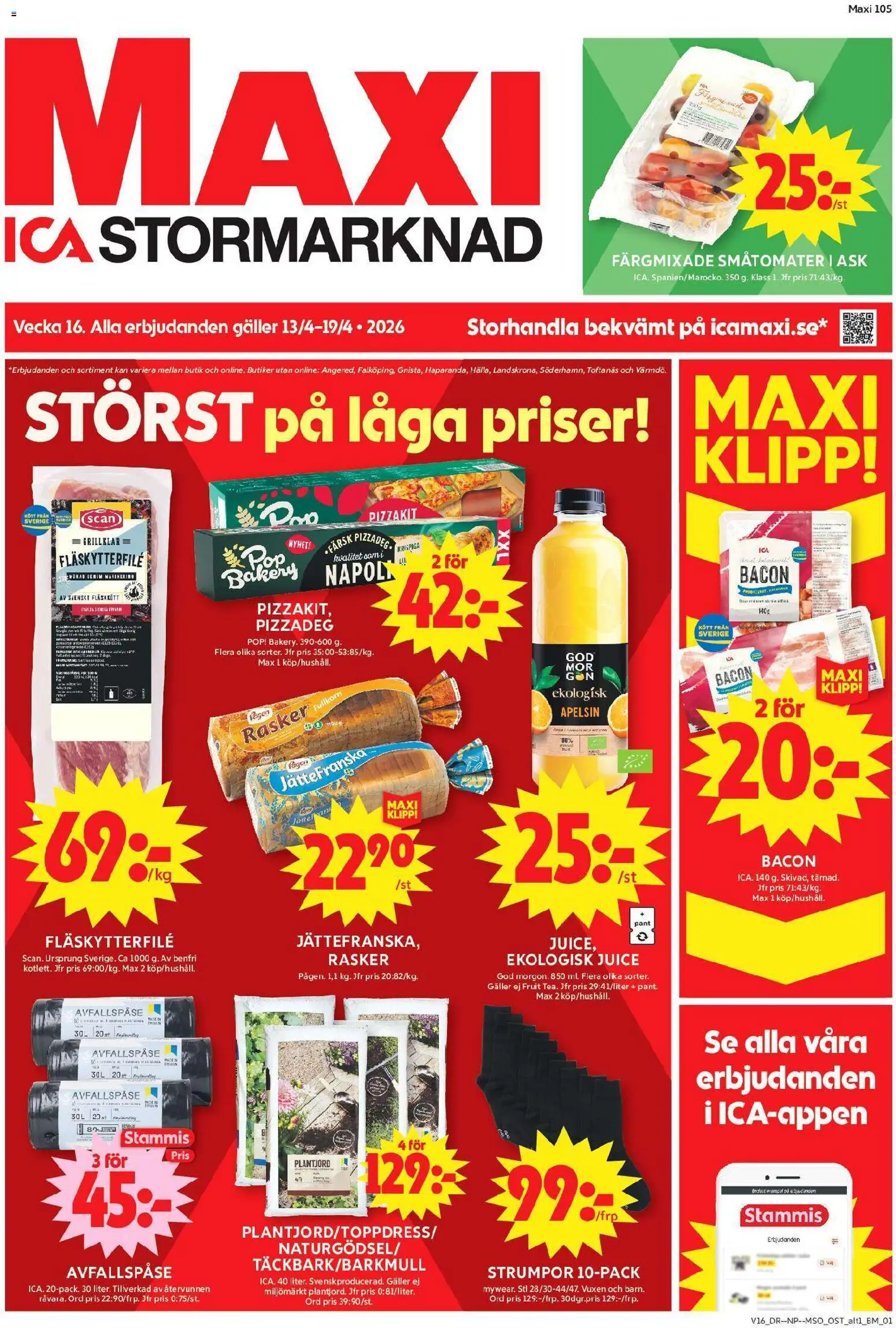 Förhandsgranska reklamblad ICA Maxi erbjudanden från butik ICA Maxi gäller från 13/04/2026