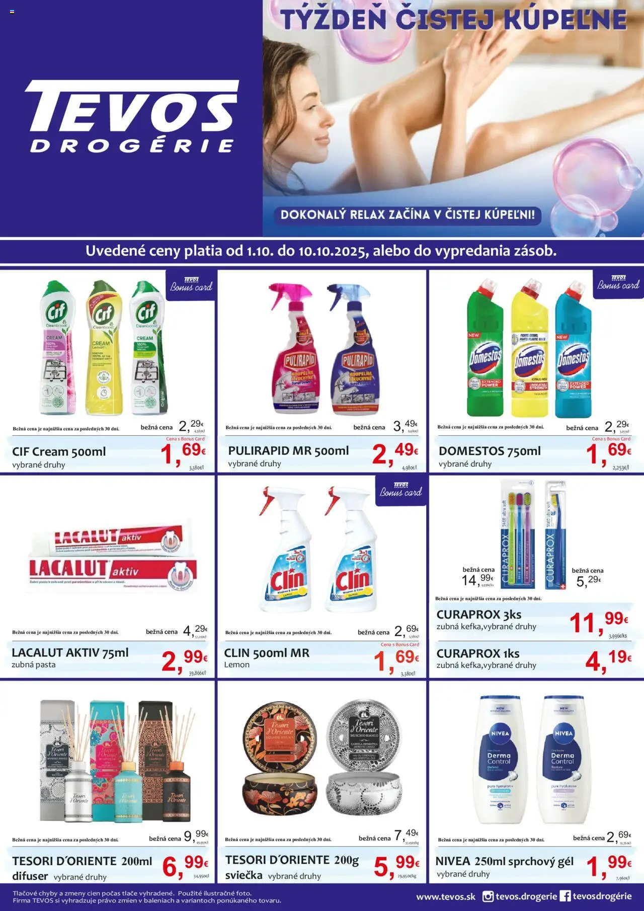 Náhľad TEVOS drogérie letáku platného od 01.10.2025