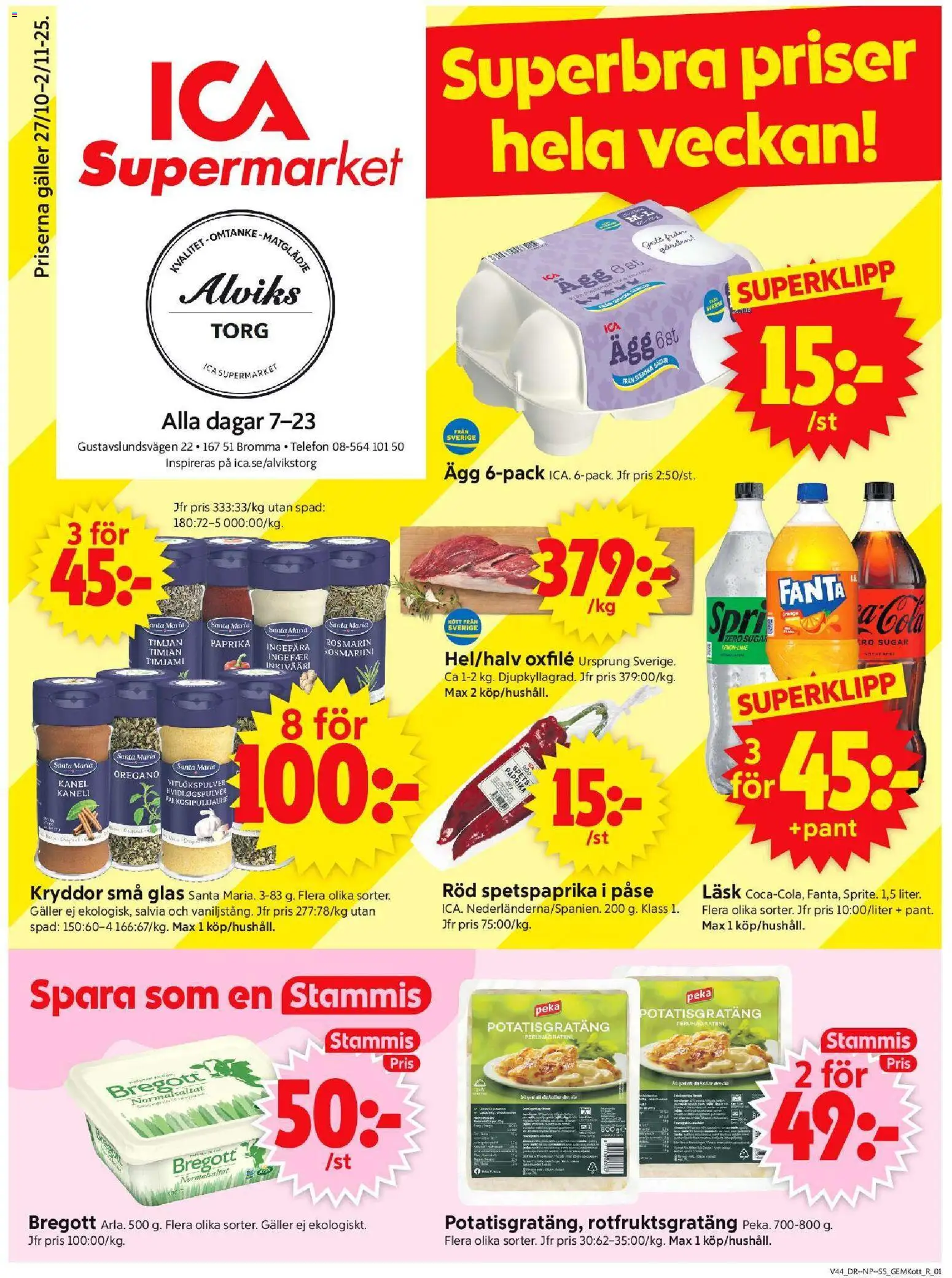 Bromma är giltig 27/10 2025 > Veckans Erbjudanden gäller från 27/10/2025 till 02/11/2025 sidnummer 1