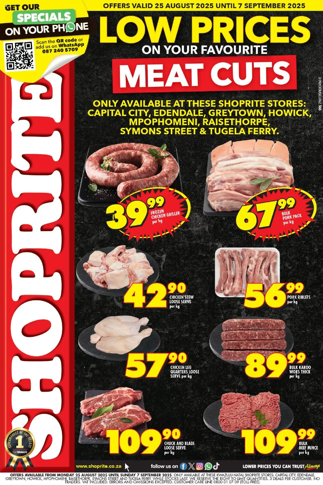 Shoprite KwaZulu-Natal - Low Prices Meat Exclusive Deals 25/08 - 07/09/2025 >> Catalogue