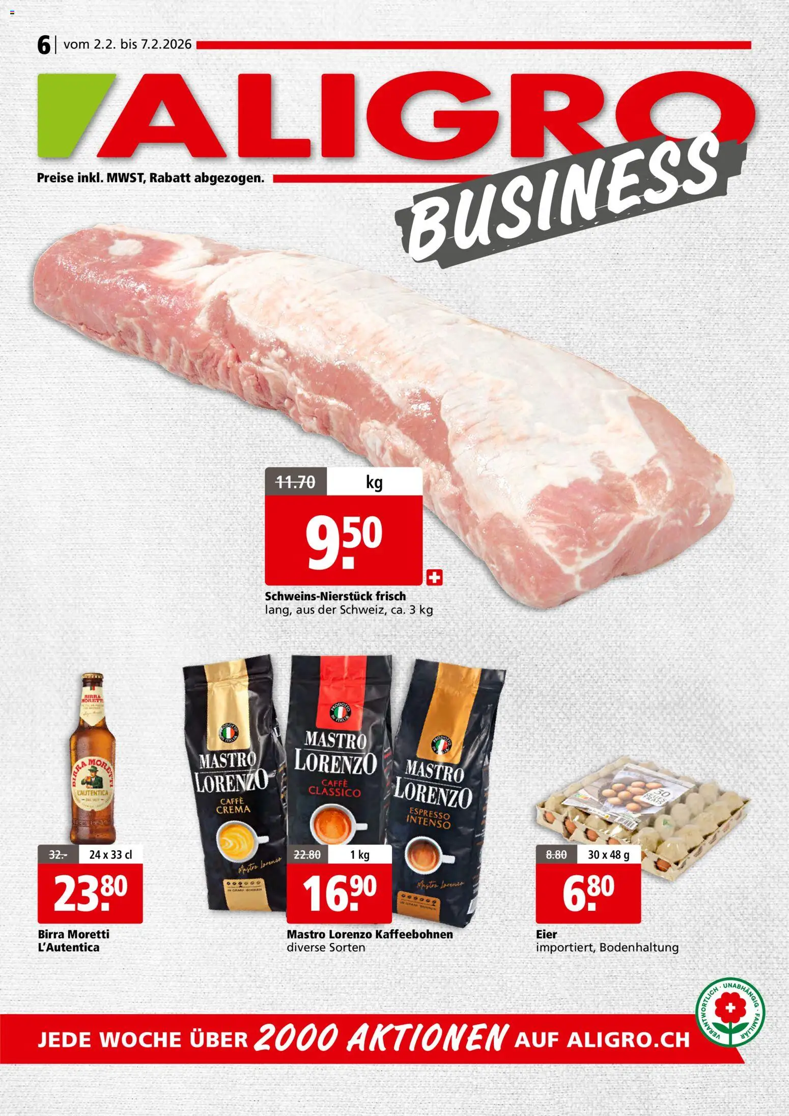 Vorschau des Merkblatts Aktionen Business Chavannes, Matran, Genf, Sitten vom Shop Aligro gültig von 02.02.2026 bis 07.02.2026