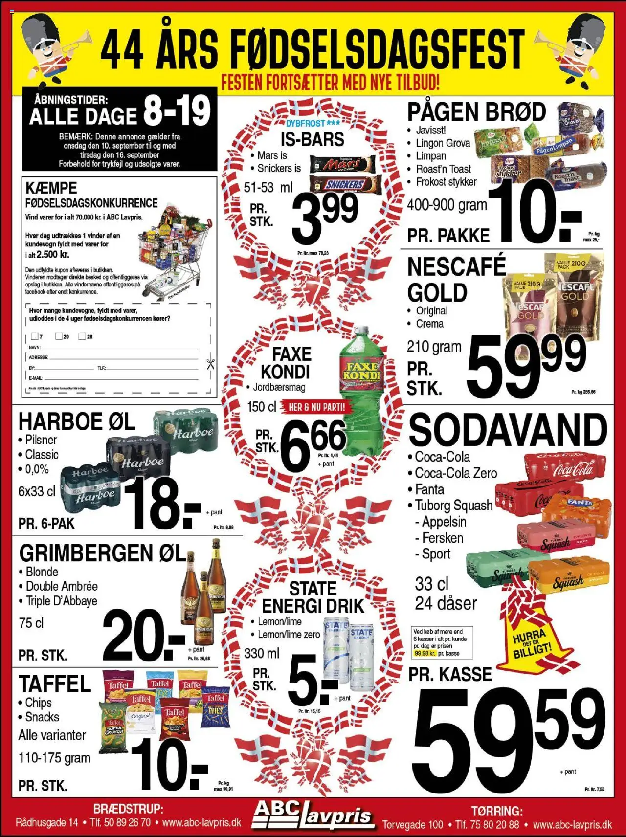 Abc Lavpris tilbudsavis gyldig fra 10/09/2025 - side 1 - Is, Brød, Squash, Chips, Sodavand, Snacks, Fanta, Tuborg Squash