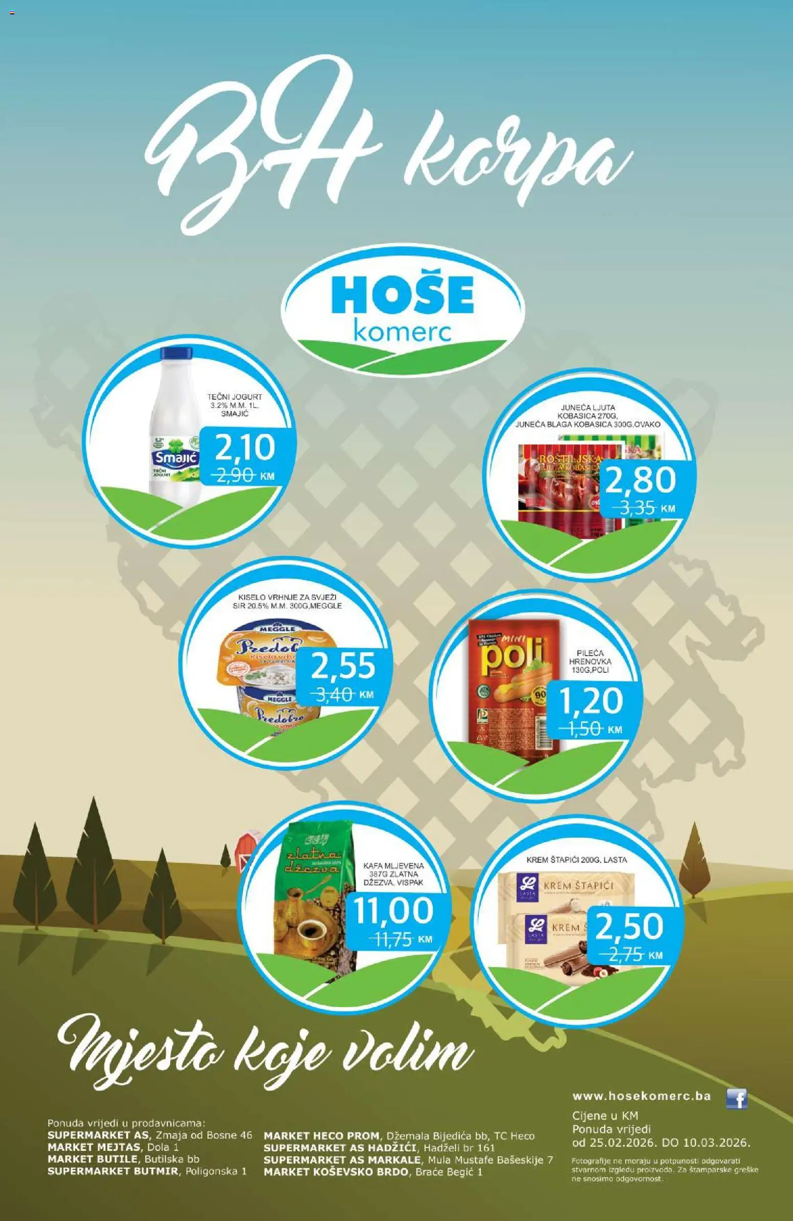 Pregled letka Hoše komerc akcija trgovine Hoše komerc vrijedi od 25.02.2026