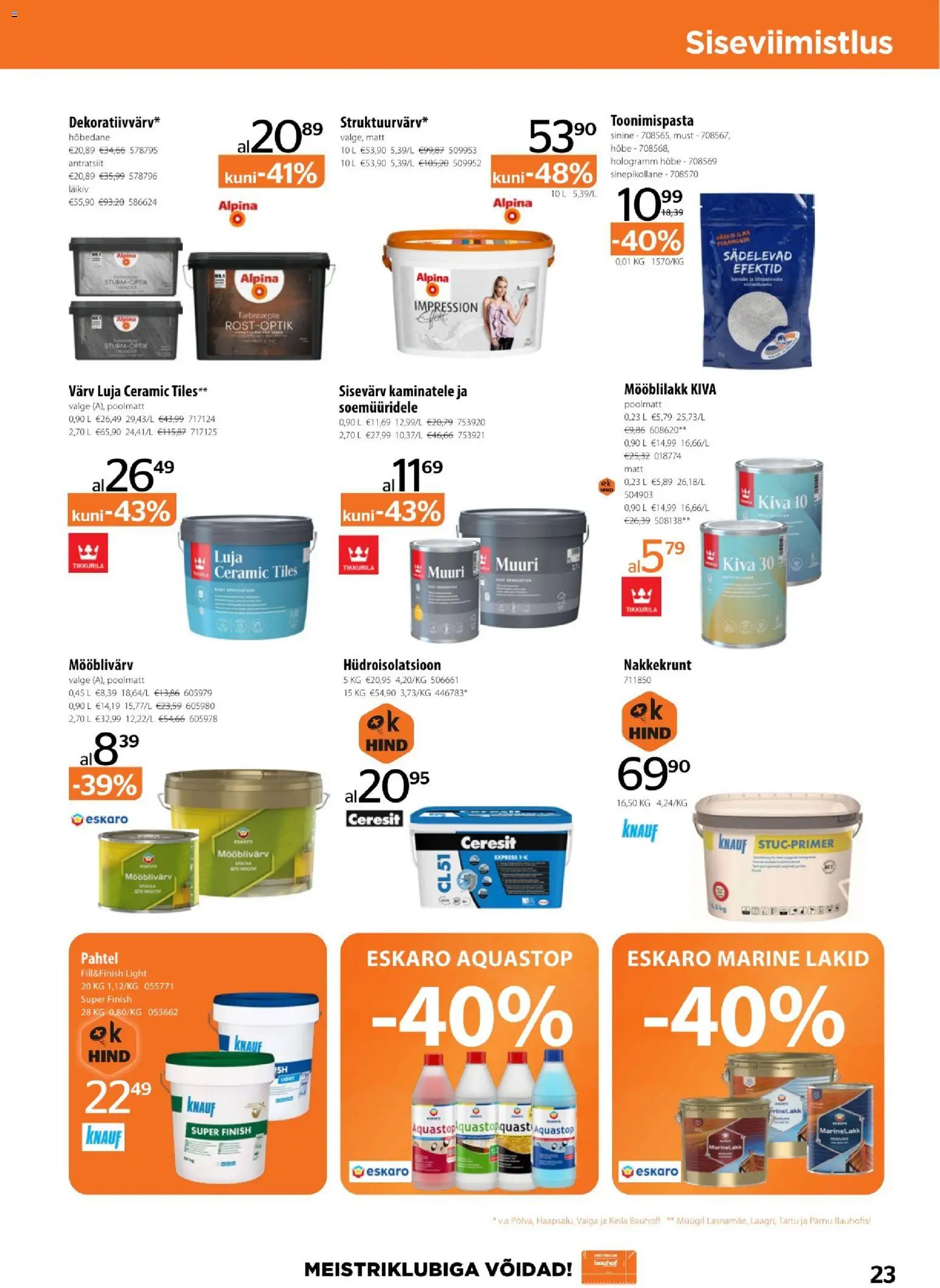 Bauhof kliendilehe eelvaade alates 2026.01.06