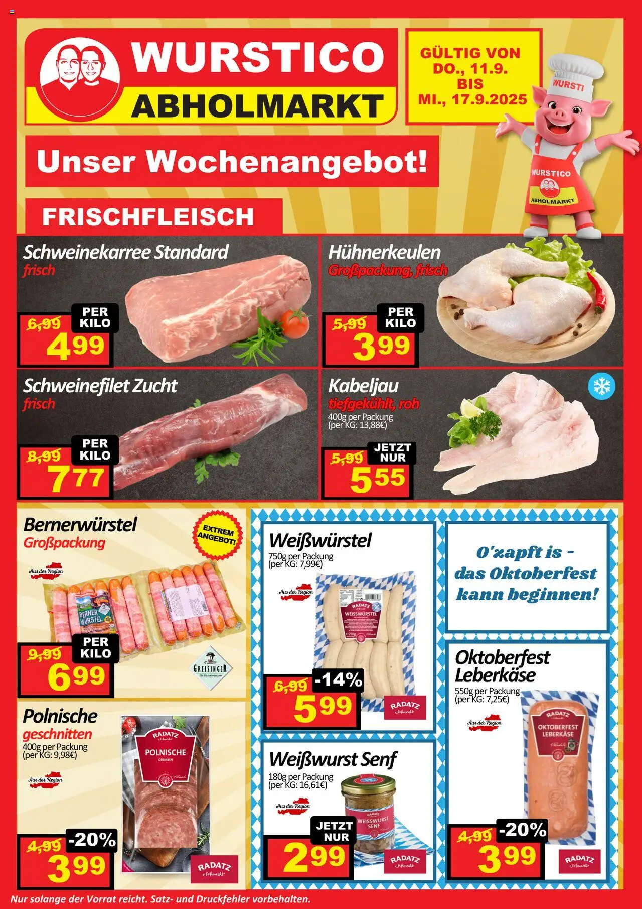  Wurstico Abholmarkt Flugblatt ab (11.09.2025 - 17.09.2025) - Seite 1