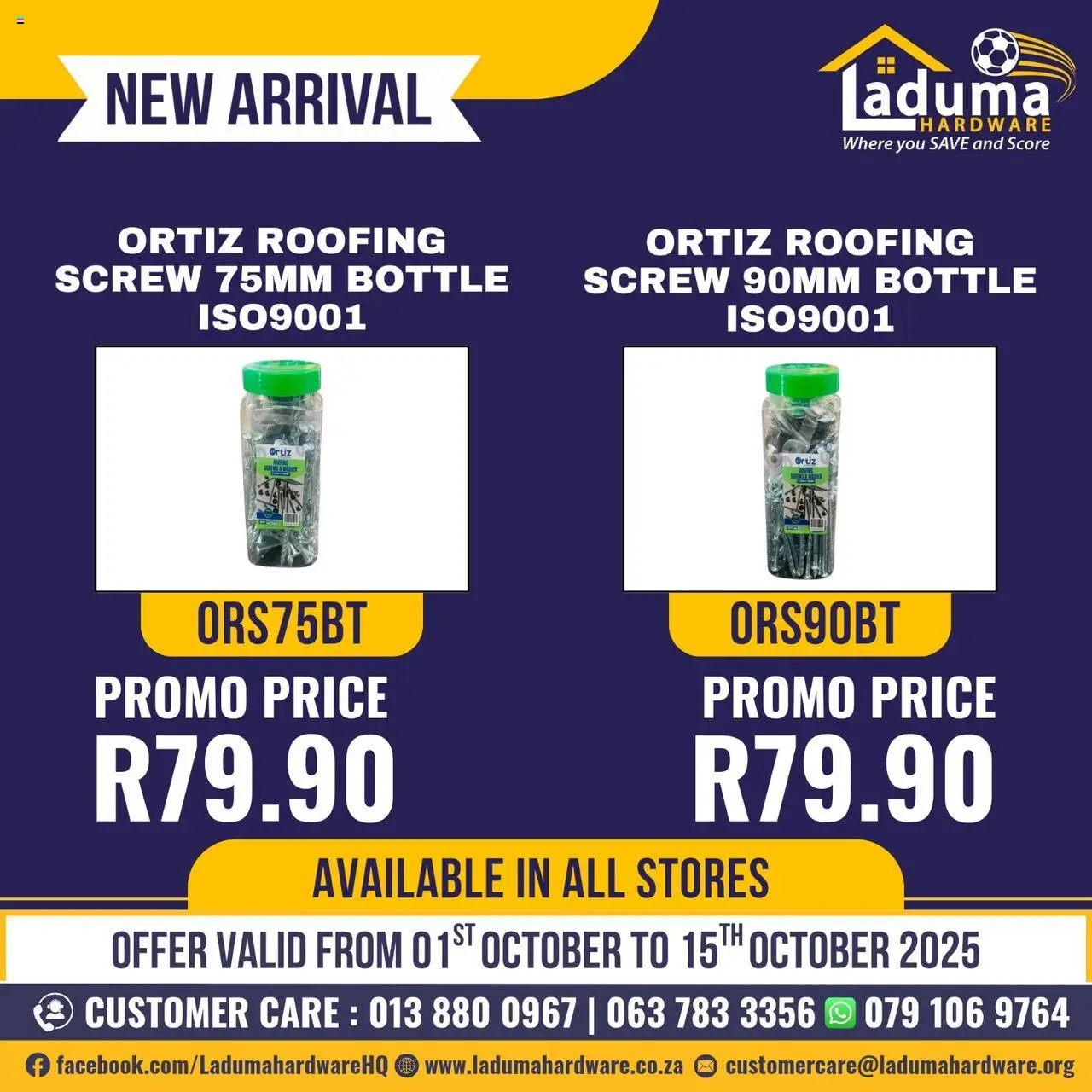 Laduma Hardware Specials from 01/10 - 15/10/2025 > Promotions
