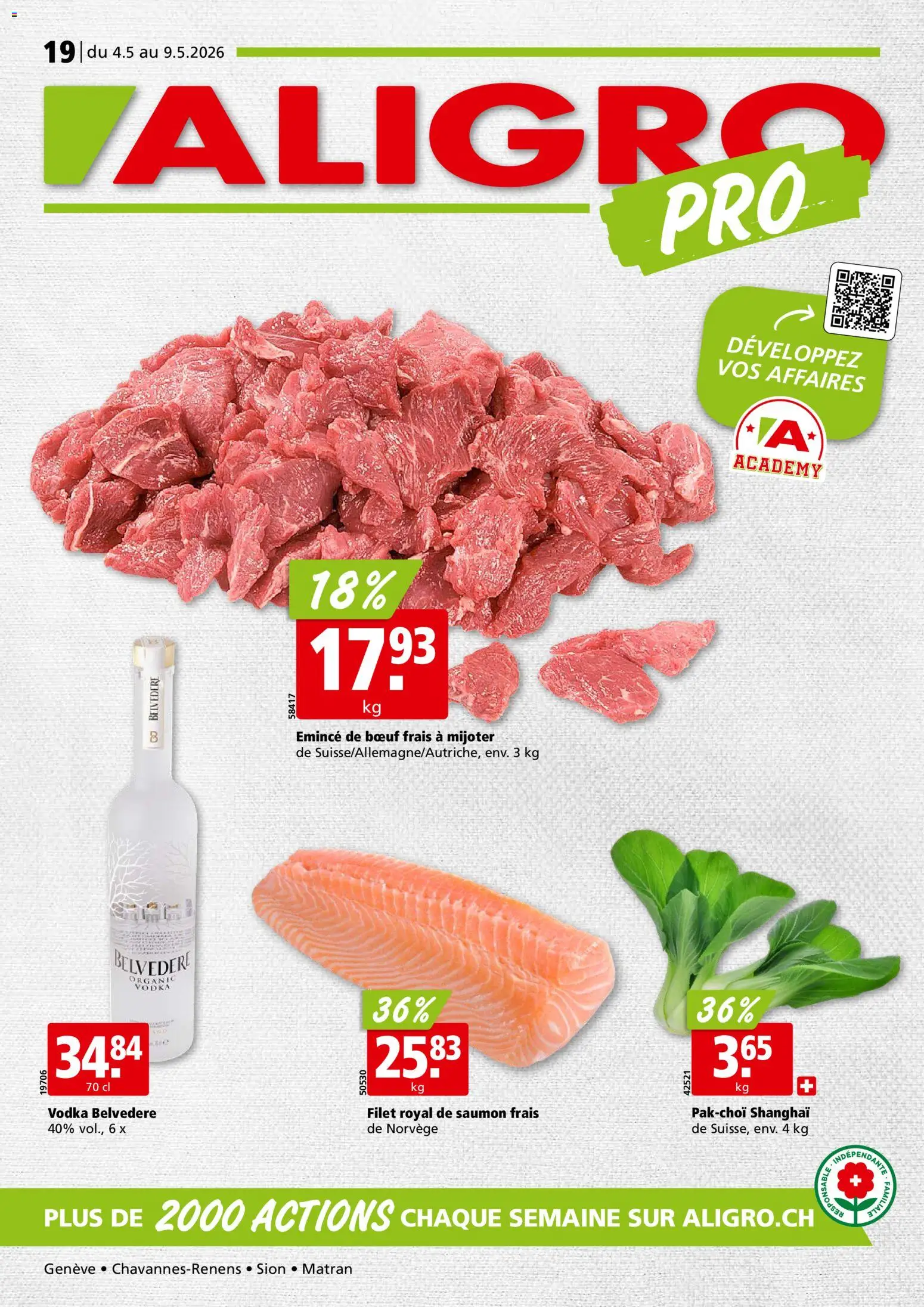 Vorschau des Merkblatts Aligro aktionen Chavannes, Matran, Genève, Sion vom Shop Aligro gültig von 04.05.2026 bis 09.05.2026