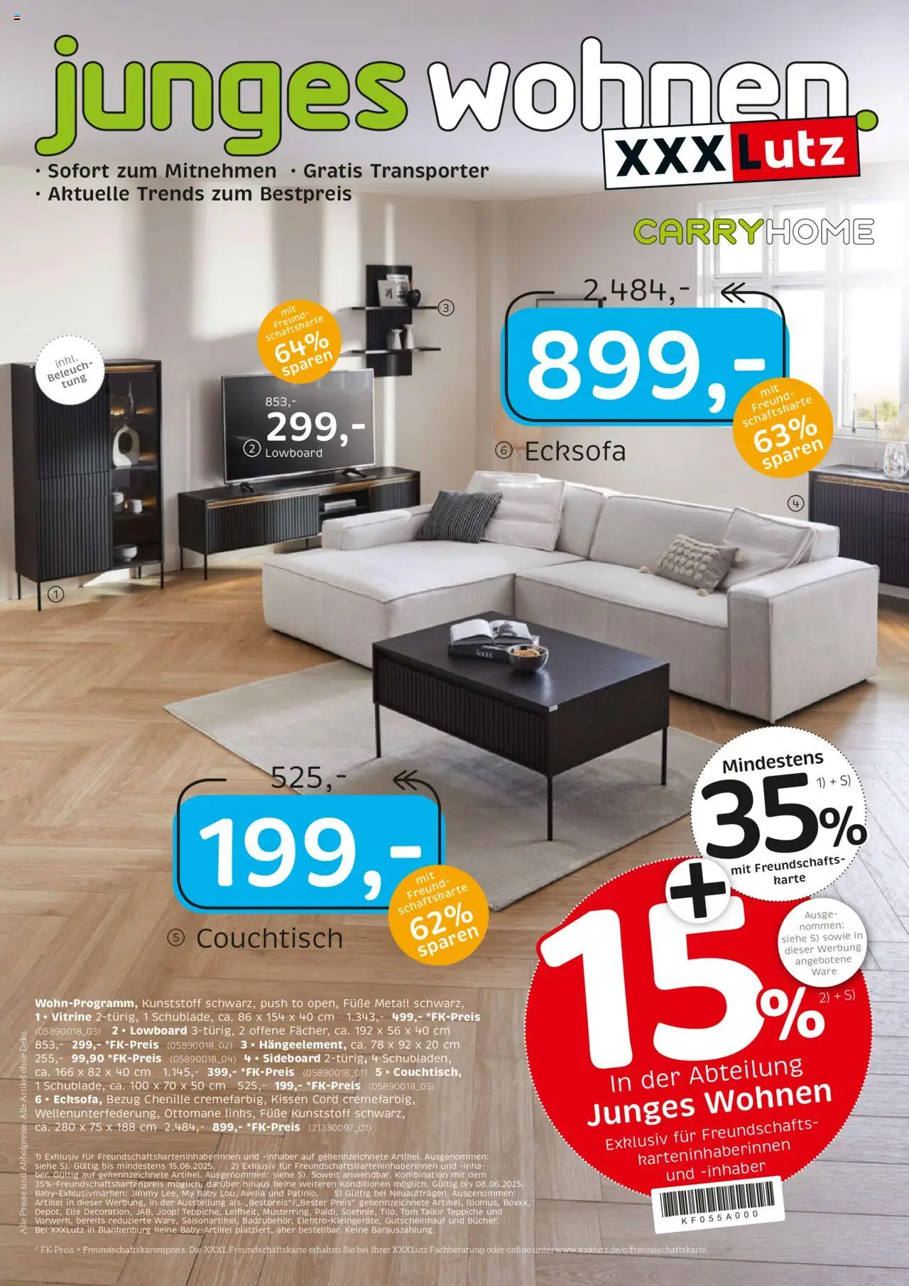 XXXL Lutz Junges Wohnen (vom 25.05.2025 - 15.06.2025) - Couchtisch, Sideboard, Ecksofa, Lowboard, Kissen