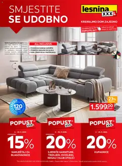 Pregled letka Smjestite se udobno trgovine Lesnina vrijedi od 02.09.2025