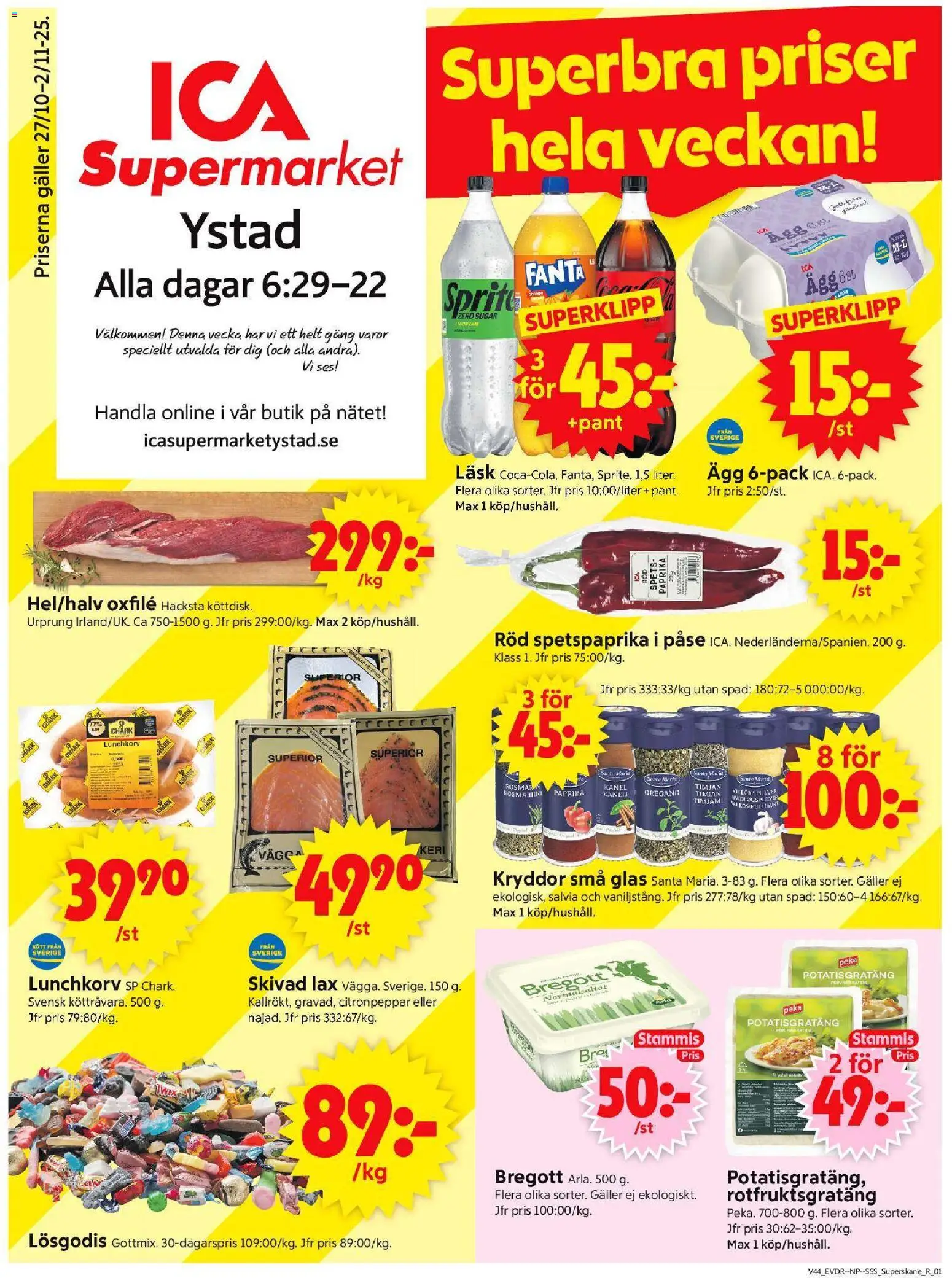 Ystad är giltig 27/10 2025 > Veckans Erbjudanden gäller från 27/10/2025 till 02/11/2025 sidnummer 1