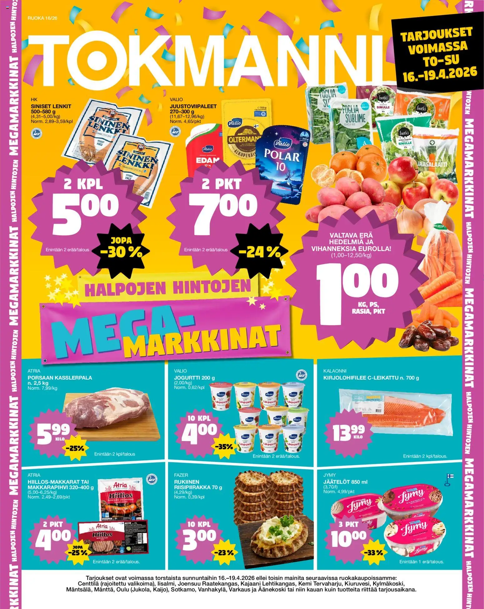 Kaupan Tokmanni Tokmanni ruokatarjoukset esikatselu, voimassa 16/04/2026