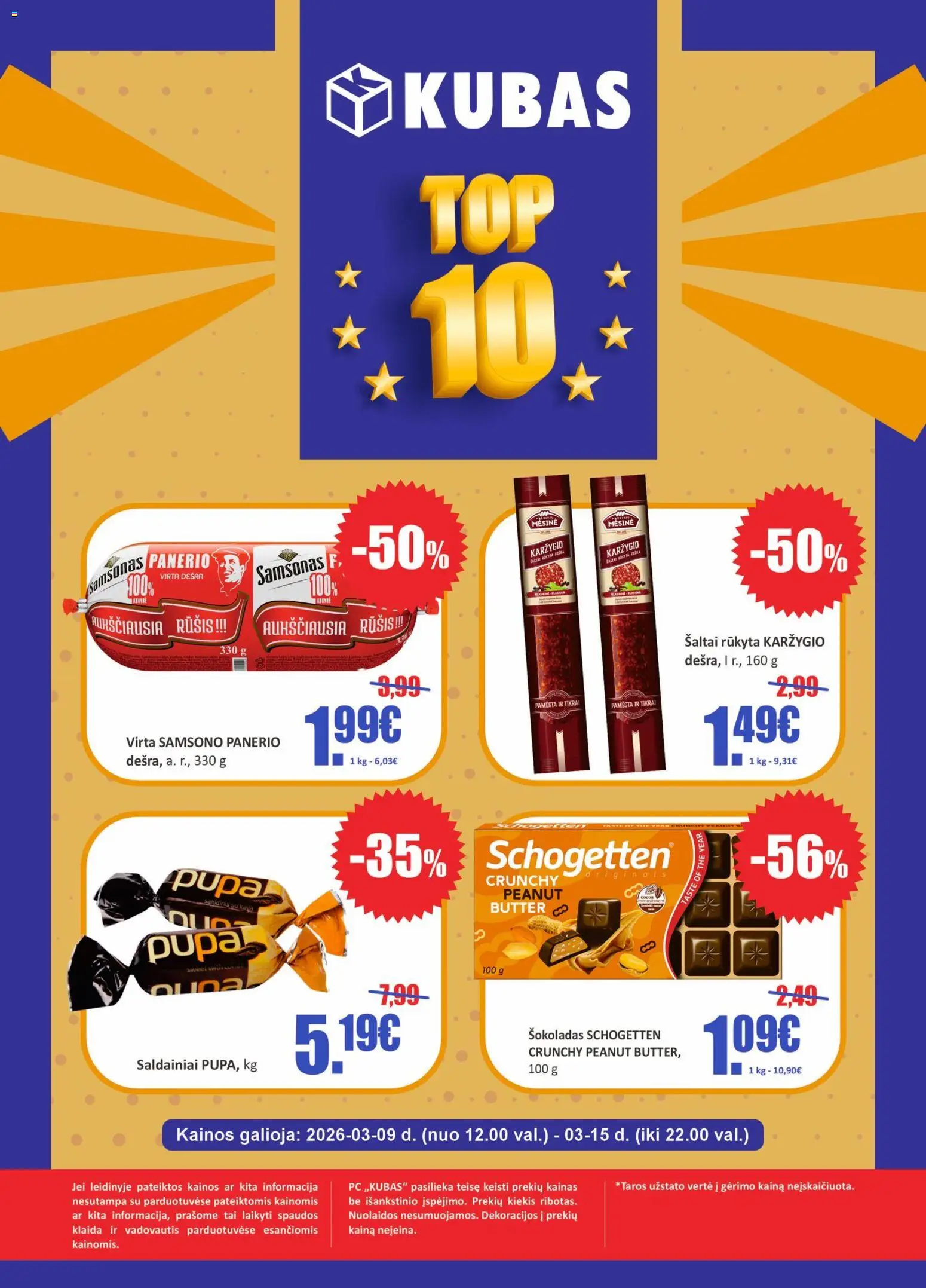 Kubas parduotuvės leidinio Kubas leidinys - Top 10 galiojančio nuo 2026.03.09 peržiūra