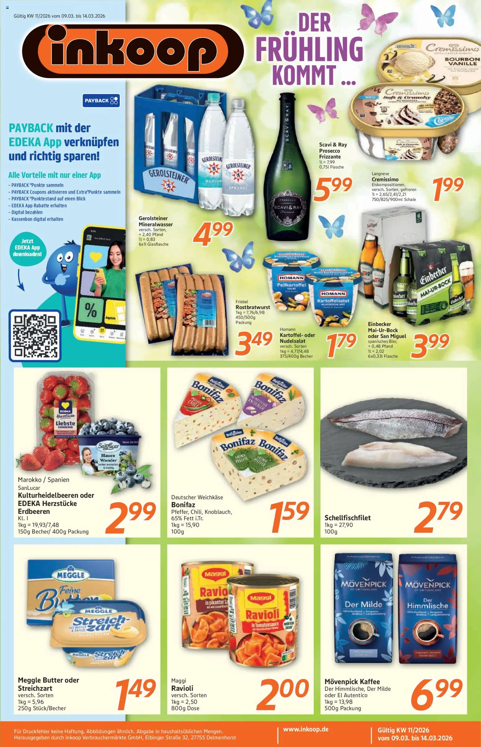 Vorschau von dem Prospekt des Geschäftes Inkoop, gültig ab dem 09.03.2026 - Kaffee, Erdbeeren, Maggi, Mineralwasser, Gerolsteiner, Vanille, Saft, Meggle butter