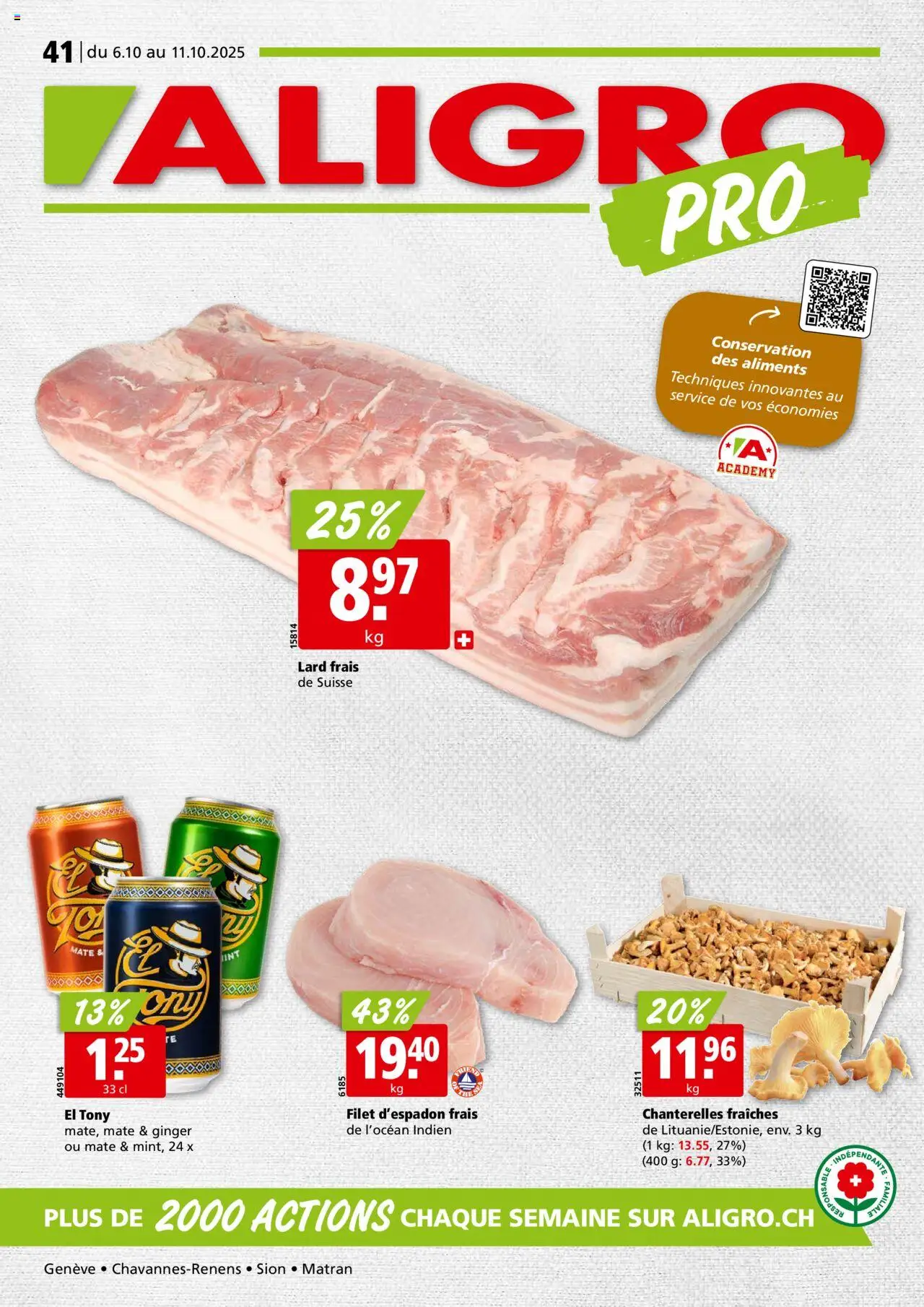Aligro Aktionen Chavannes, Matran, Genève, Sion ab 06.10.2025 - Seitennummer 1