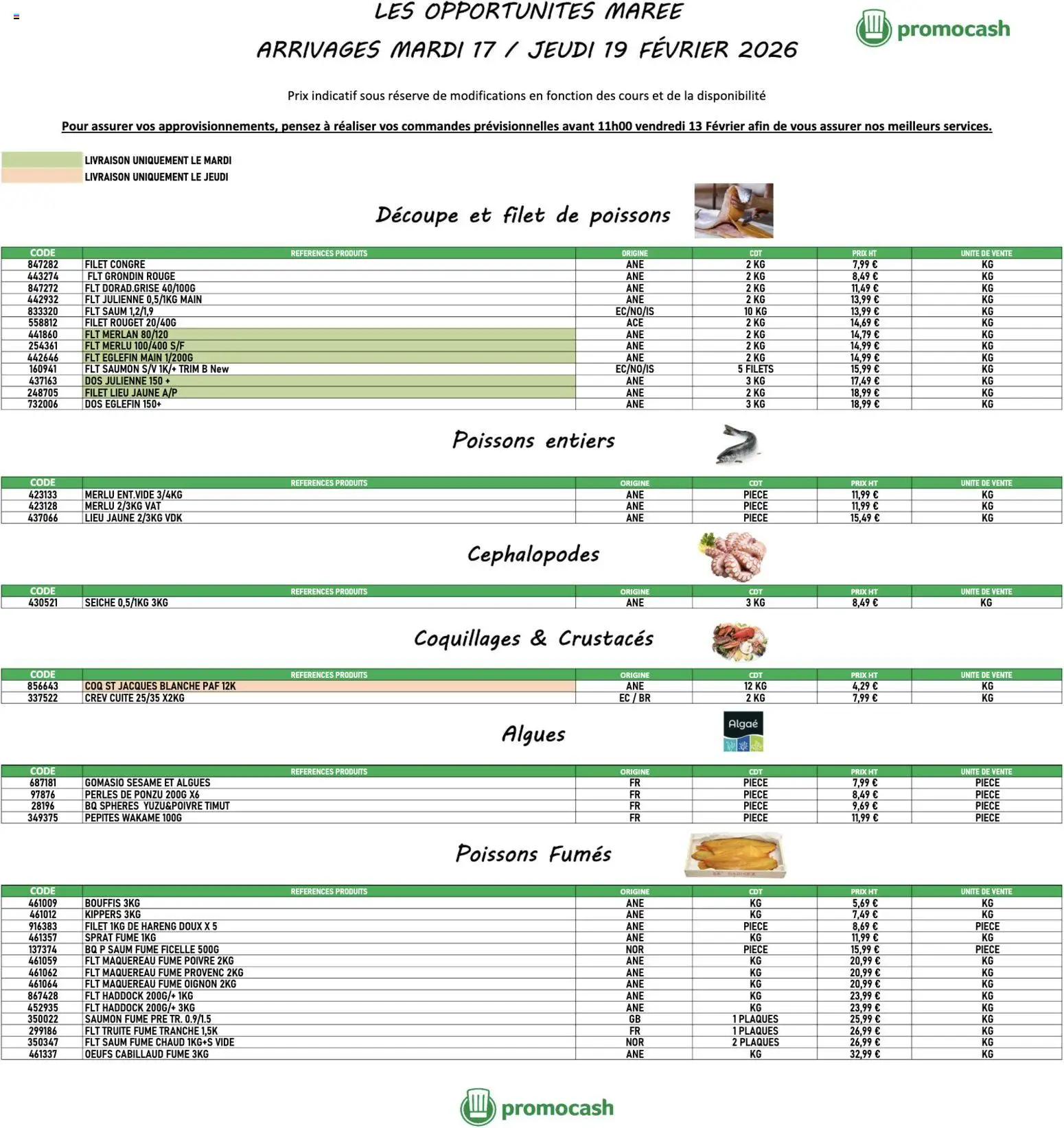 Prévisualisation de Opportunités Marée du magasin Promocash formulaire valide 17/02/2026