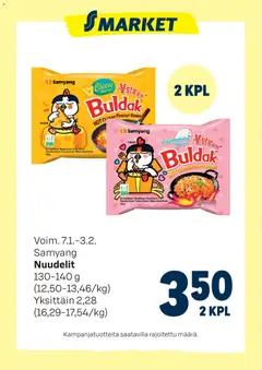 Kaupan S-market Tarjoukset Samyang Nuudelit esikatselu, voimassa 07/01/2026