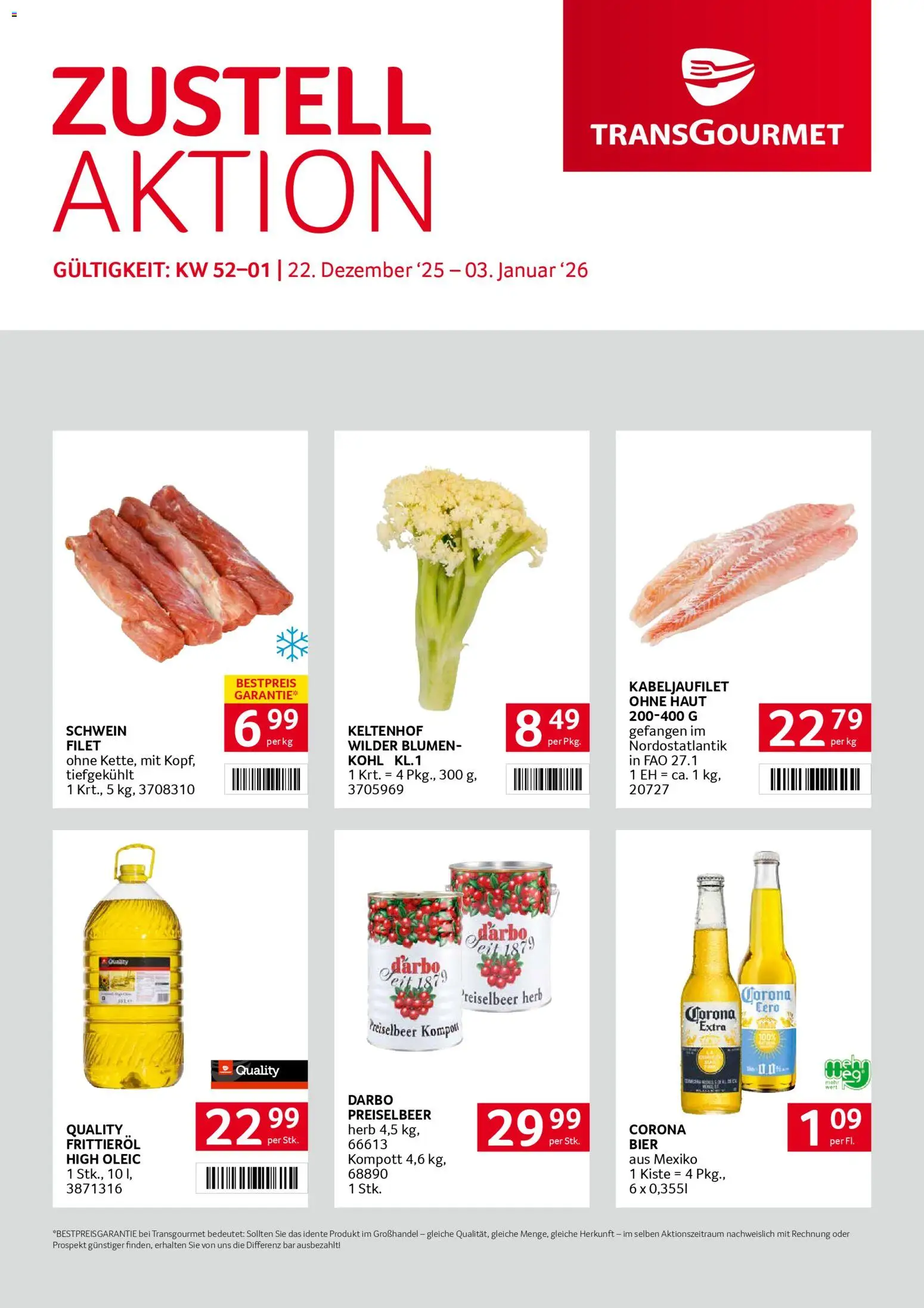 Vorschau der Angebote: Transgourmet Zustellaktion gültig ab 22.12.2025