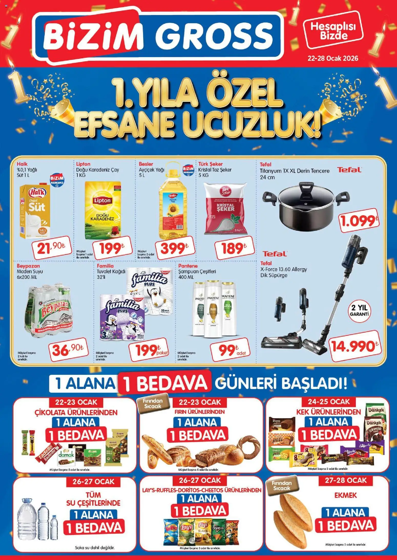 Bizim Toptan Bizim Gross Fırsat Bülteni 22.01.2026 - Broşürünün önizlemesi - Fırın, Çikolata, Süt, Ekmek, Şampuan, Ocak, Maden suyu, Toz şeker
