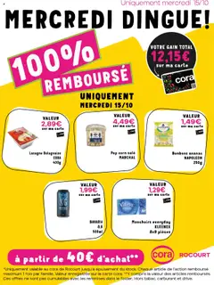 Voorbeeld van Les offres 100% remboursés chez cora Rocourt van winkel Cora geldig vanaf 15/10/2025