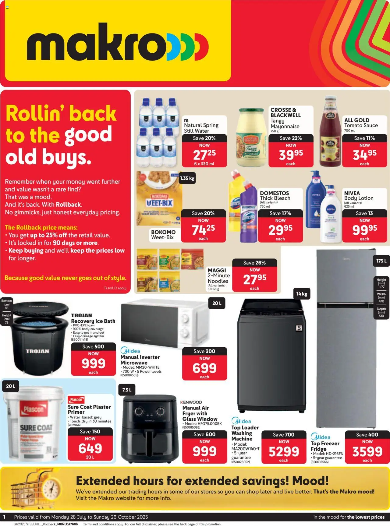 Makro Rollback Specials from 28/07 - 26/10/2025 > Promotions